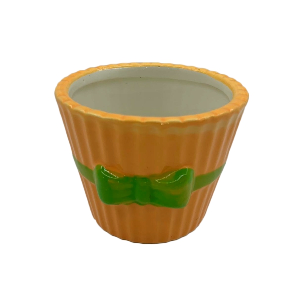 Vaso Laranja com Laço Verde PP